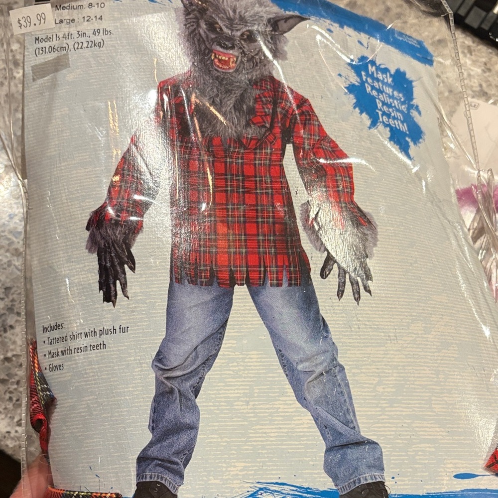 Spirit Werewolf Costume with Red and Black Plaid Shirt